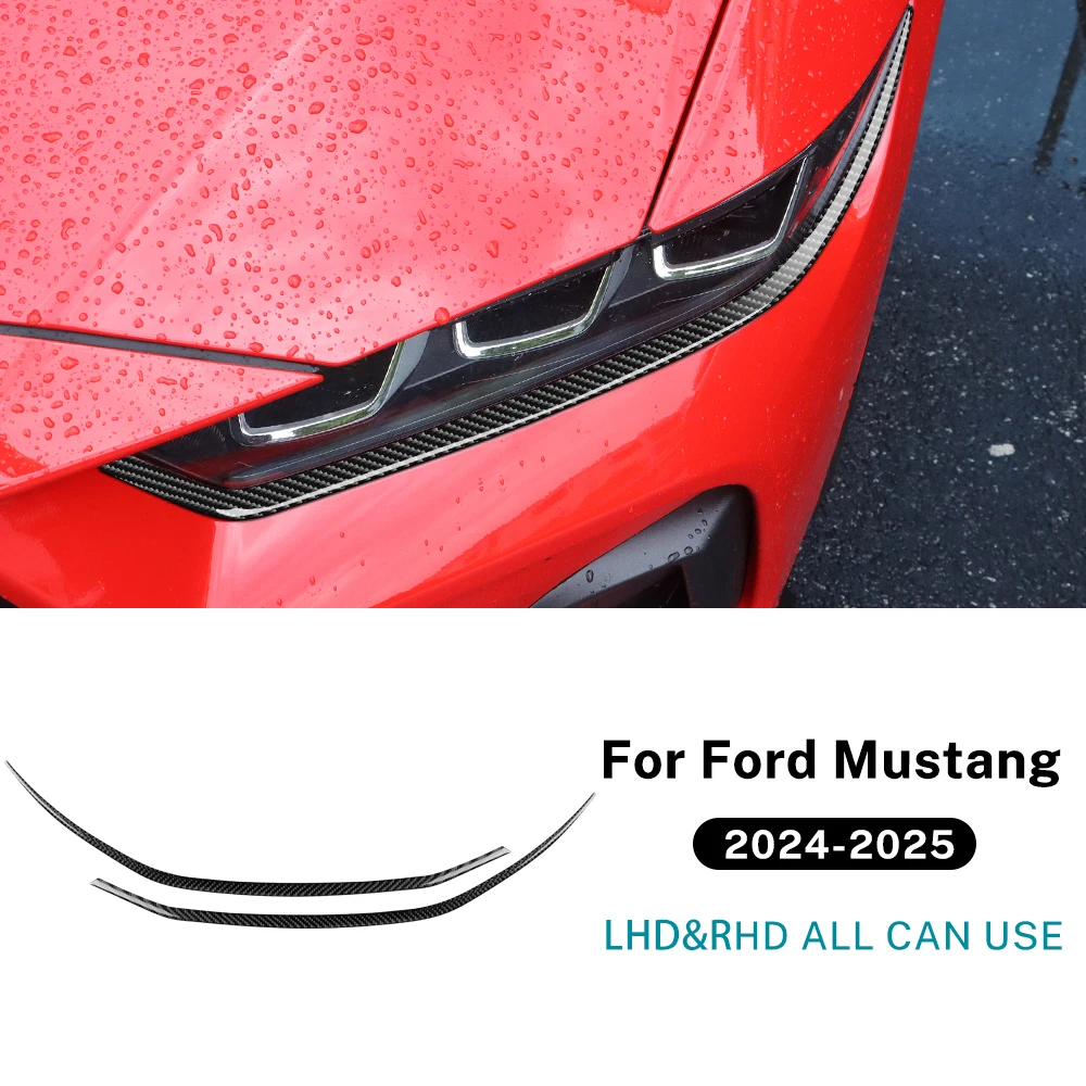 

For Ford Mustang GT Dark Horse EcoBoost 2024 2025 2026 Real Soft Carbon Fiber Sticker LHD RHD Car Headlight Eyebrow Trim