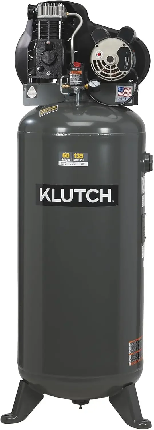 60-Gallon Single-Stage Vertical Air Compressor, 3.7 HP, 230 Volts