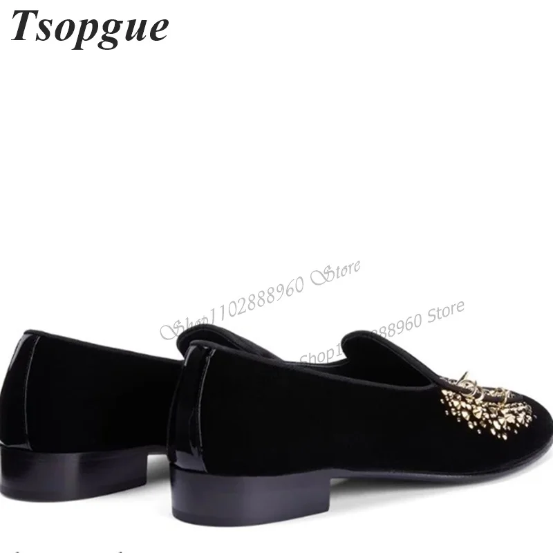 Black Suede Metal Decoration Men Shoes Men's Loafer Pumps High Quality Business Casual Party Shoes 2023 Fashion Zapatillas Mujer