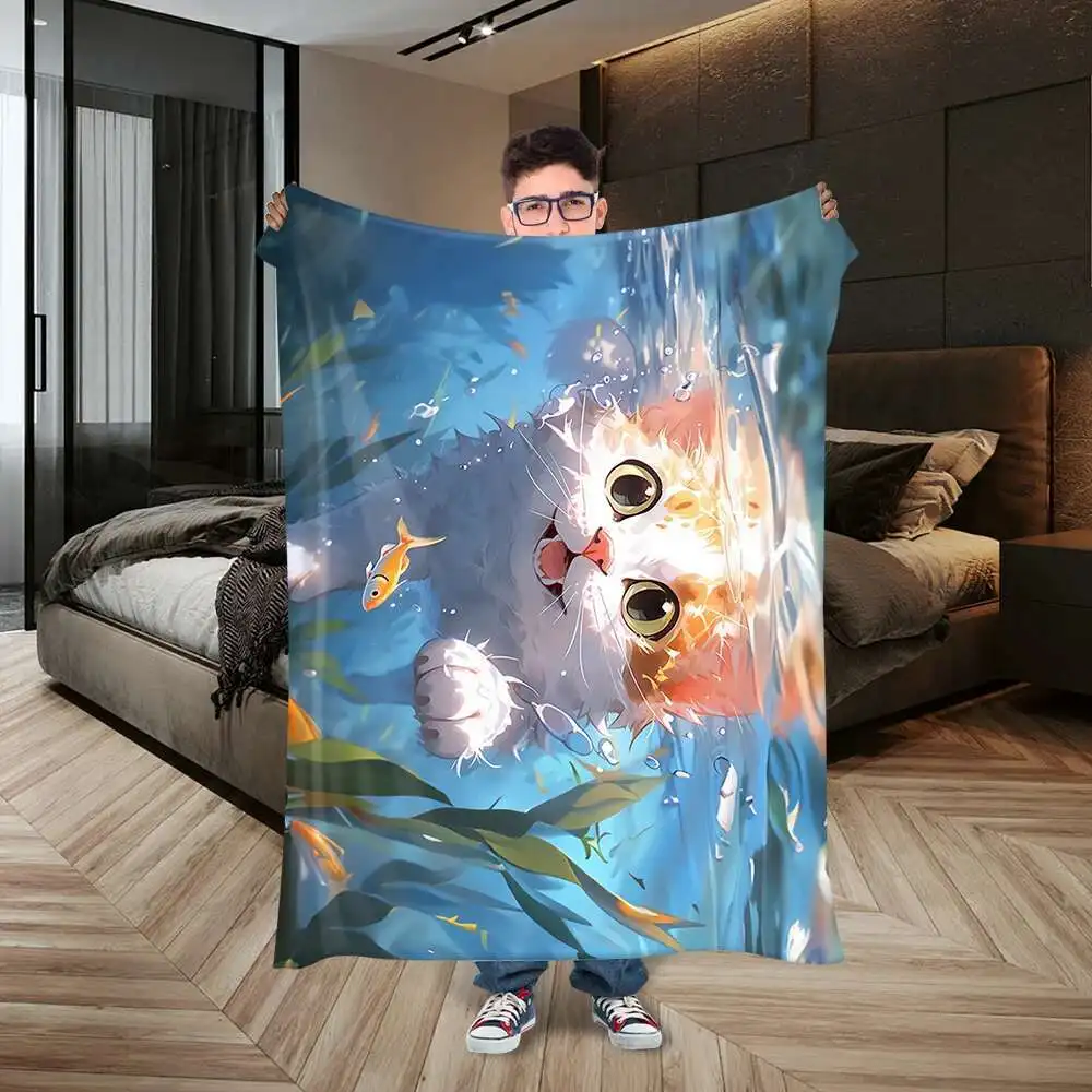 

Customized blanket cartoon printed flannel blanket warm home soft and comfortable blanket, holiday birthday gift