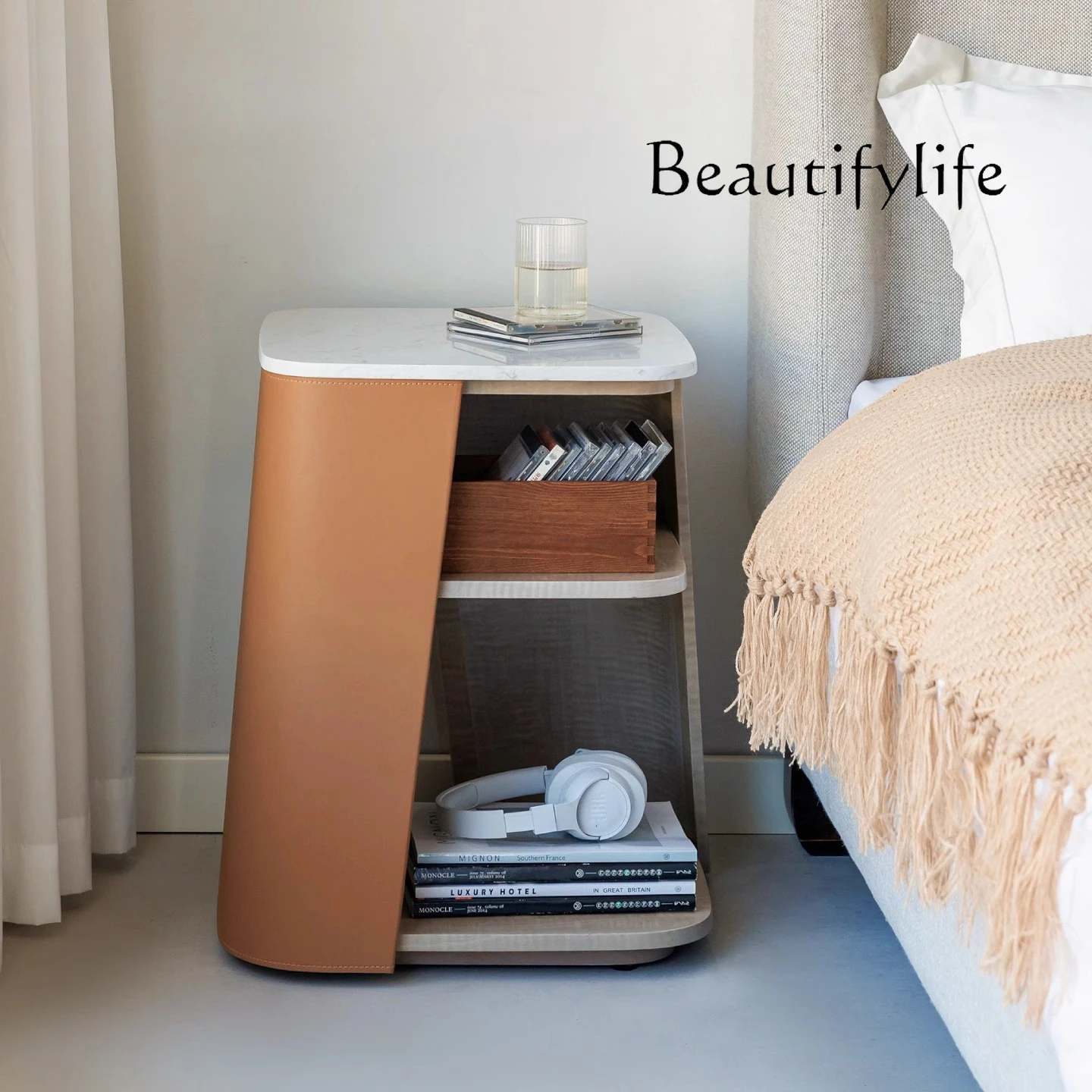 

Italian minimalist side table living room sofa coffee table modern minimalist light luxury bedside table