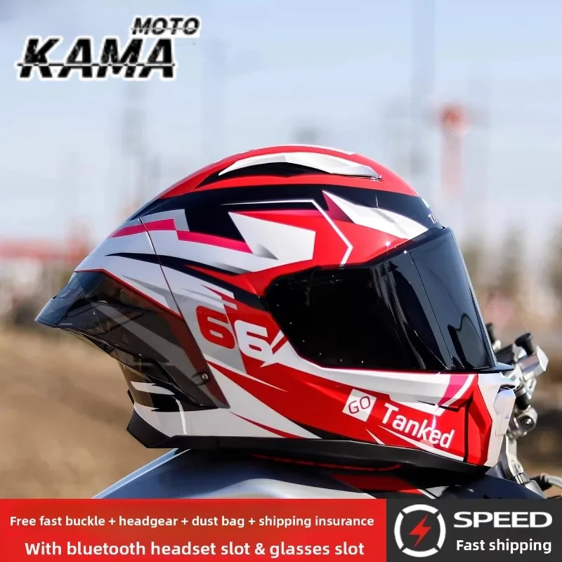 Motorcycle Helmet Men and Women Motorcycle Full Helmet Riding Competition Bluetooth Slot DOT Certification Casco Moto Casque