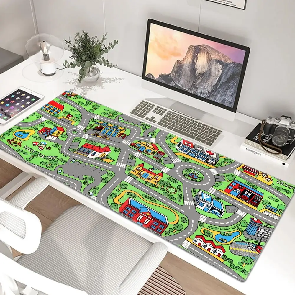 City Carpet Nostalgia Mousepad 90s 2000s Nostalgia Mouse Pad Gaming Desk Mat 1000500MM Keyboard Mats Office Decor Anti-Slip Rug