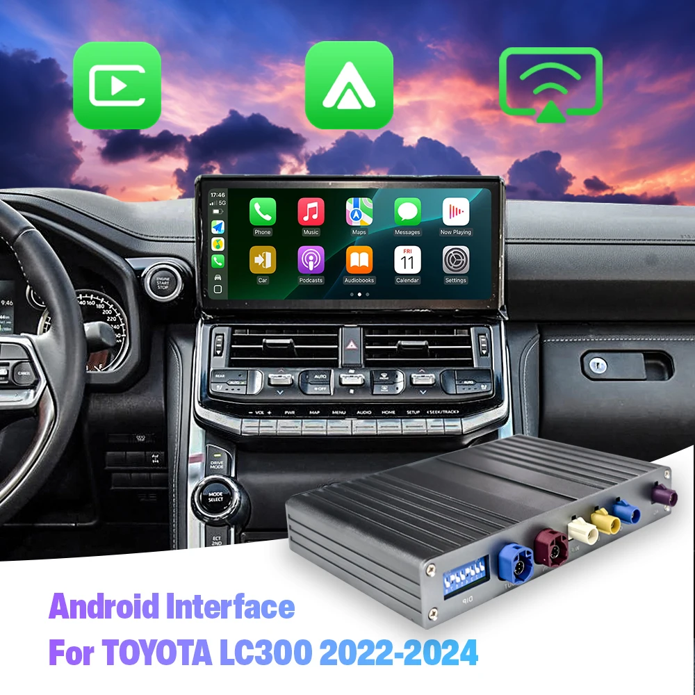 NewFor Toyota Land Cruiser 300 2022-2024 Android Interface Module with Wireless Android Auto & CarPlay Qualcomm Binarytek