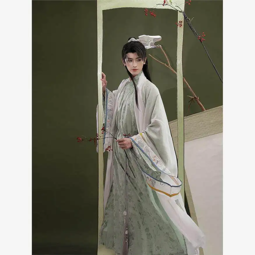 

Modified New Beizi Cross Collar Long Gown Hanfu Elegant Unisex Style