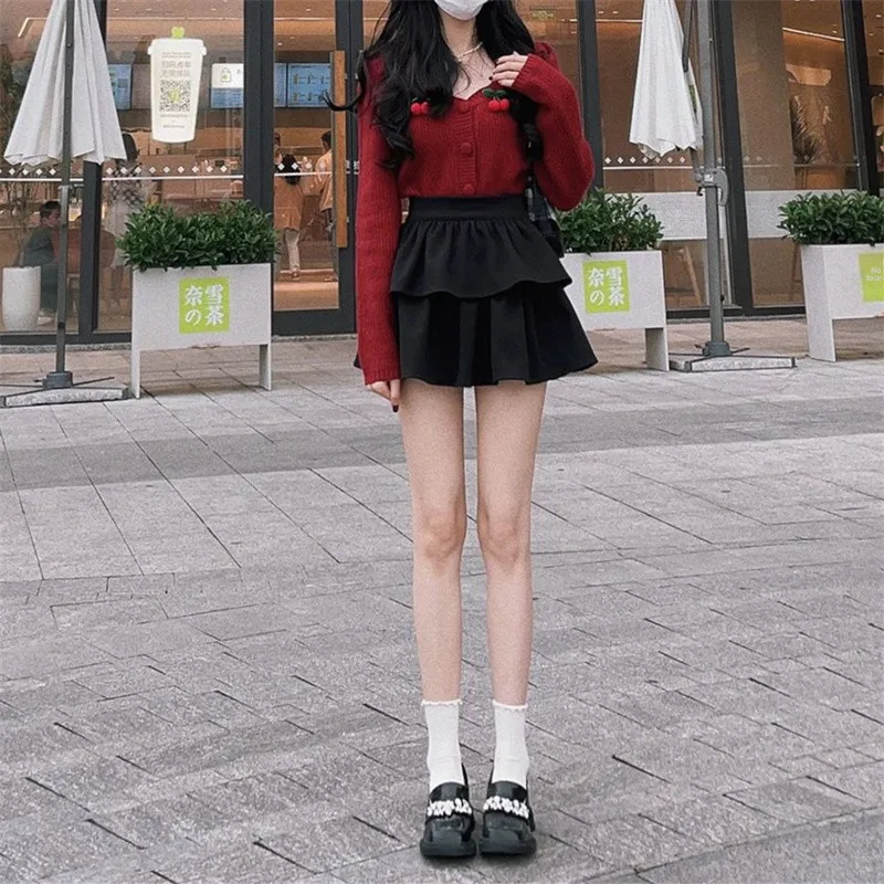 

Bla Woolen Skirt High Waist Puffy A-Line Umbrella Skirt for Women Spring 2024 New Sle Simple Commute Pure Color