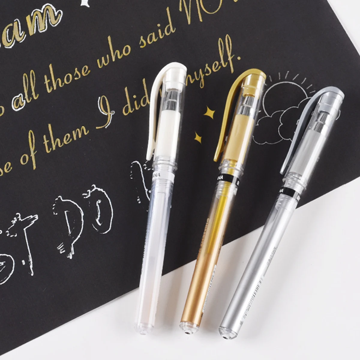 SeamiArt 1pc 1mm Gold Silver White Metallic Marker Pen Gel Pen For DIY Art Coloring Scrapbooking Signing Art Supplies Stationery