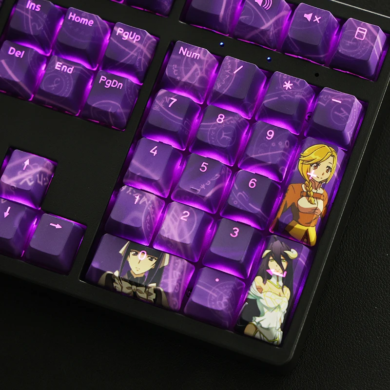 Imagem -05 - Anime Overlord 108 Keycap Pbt Sublimação de Tinta Transmissão de Luz Perfil Cereja mx Interruptor de Eixo Cruzado para Teclado Mecânico