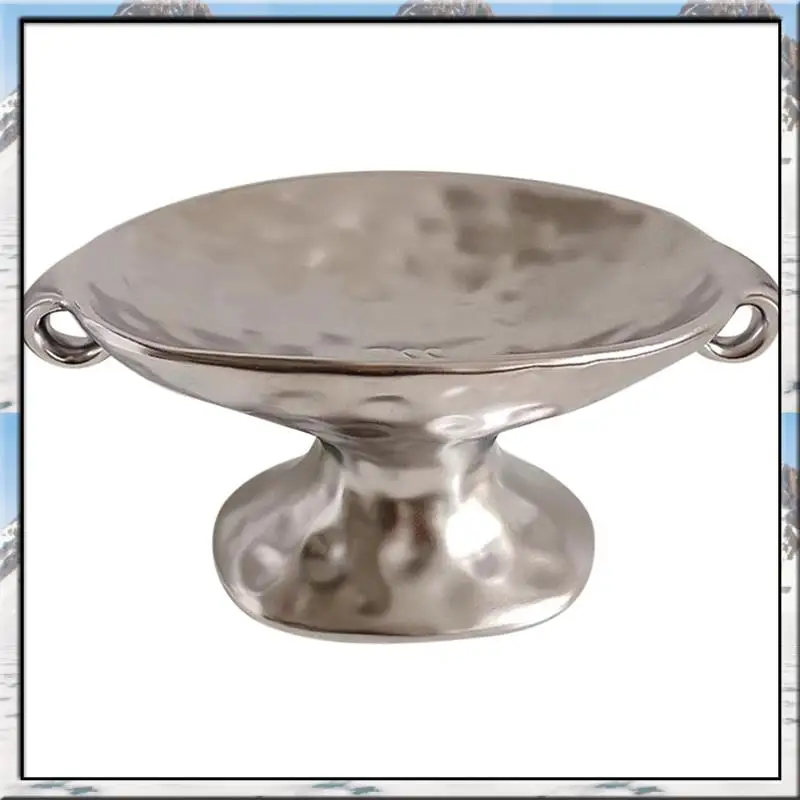 

Mar.Soap Dish, 1Pc Double-Eared Retro High-Foot Baking Tray For Home Decoration, Battery Bathroom Soap Storage Silver