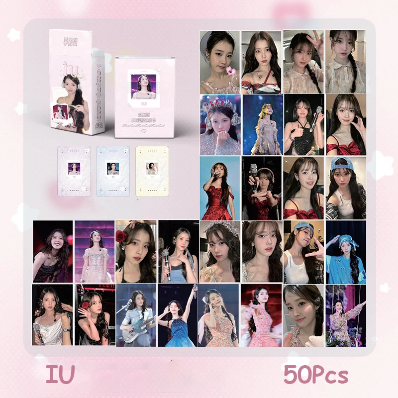 

Kpop 50Pcs/set IU LeeJiEun Photocards Album Postcards Two Sides HD Photo Selfie-cards IU Fans Special Postcard Collections