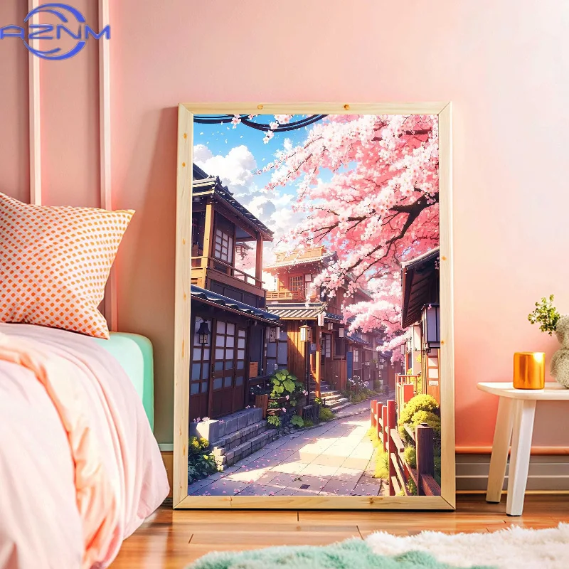 Japanese And Asian Poster Starry Night Glowing Shrine Torii Gate Canvas Printing Wall Decoration Frameless Painting Home Room