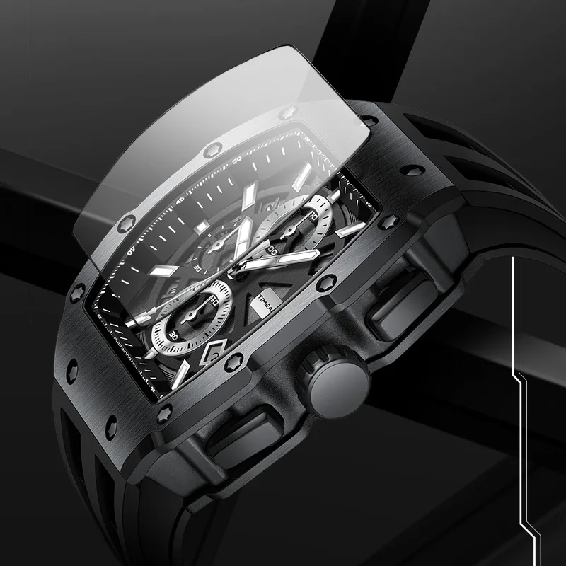 TIMEARTX 5960 ساعة كوارتز رياضية كرونوغراف للرجال عرض التاريخ المضيء ساعات بعقارب تونيو من الفولاذ المقاوم للصدأ للرجال