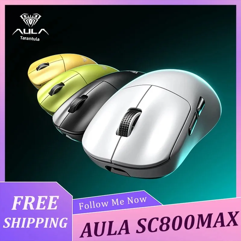 AULA SC800MAX Gaming Mouse Tri Mode Wireless PAW3950 Ergonomic Lightweight Dual 8K E-sports Mice Custom PC Accessories Gifts