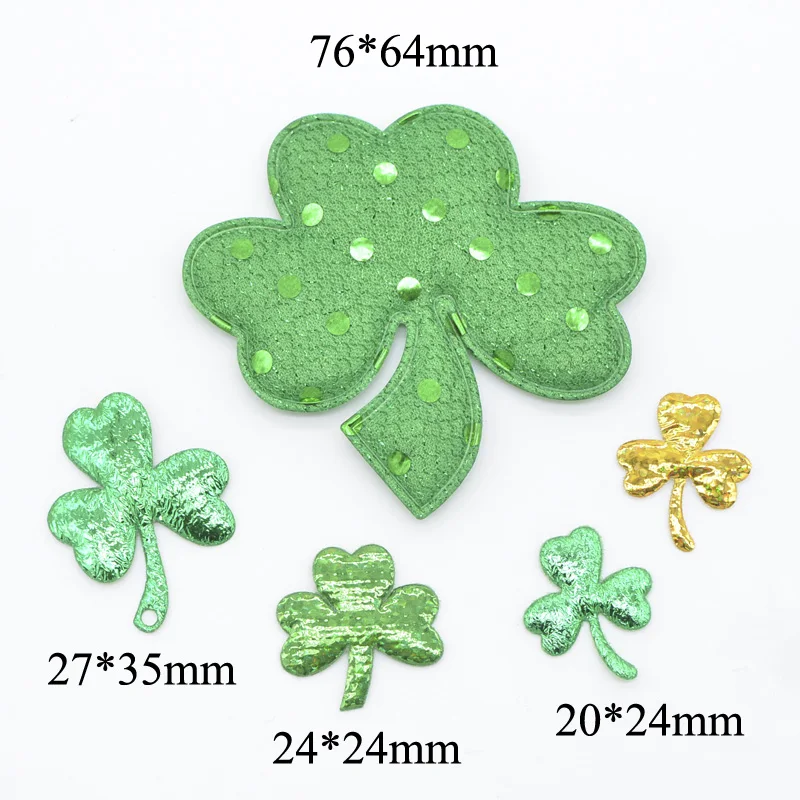 100Pcs/16Pcs Spring Flower Padded Clover Shape Patches Small & Big Leaf Appliques Clothing DIY Crafts Accessories Supplies