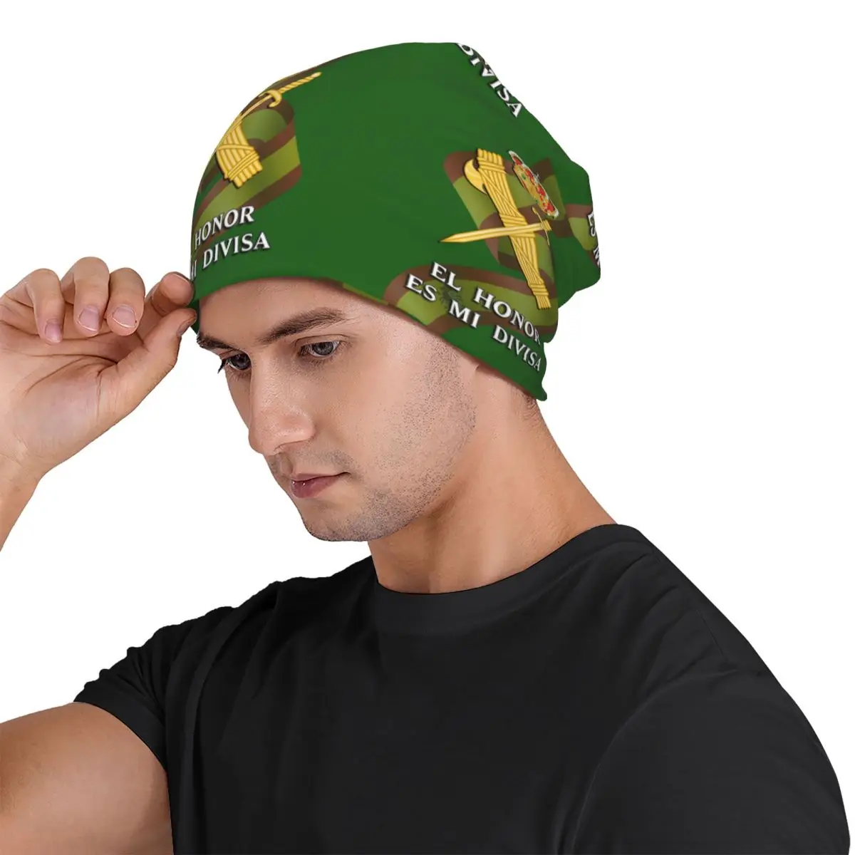 Gorro de Punto Unisex para Adultos con Bandera de la Guardia Civil Española, Gorro Cálido de Moda para Otoño e Invierno, Gorro de Calavera para Exteriores