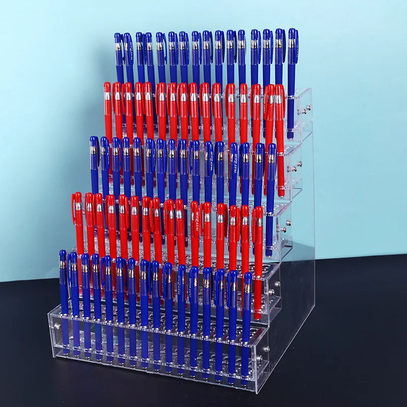 Clear Acrylic Pencil Holder Pen Storage Rack Marker Display Stand Makeup Brush Organizer Stationery Supplies Holder for Desktop