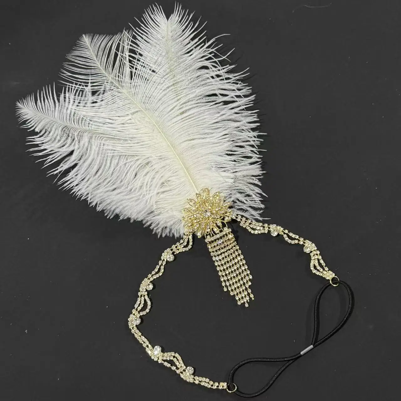 1 piece of antique bride feather headpiece, hair accessory with high-end temperament, floral tassel hair accessory