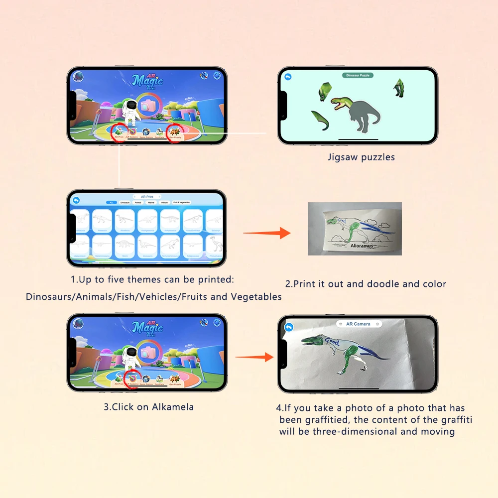 Digitale camera Kindercamera Instant Print HD Cartoon Ruimte kan foto's maken en verjaardagscadeaus afdrukken Kleine camera