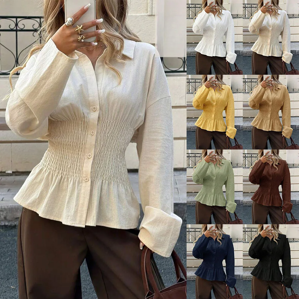 2026 New Women's Elegant Solid Color Roasted Waist Shirt Top Dress Elegant Outfits Y2k、 Femme Vestidos