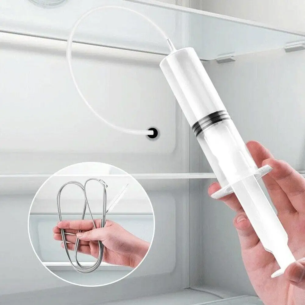 Refrigerator Drain Hole Cleaning Kit Clog Remover Fridge Hole Wash Brush Suction Syringe Hose Fridge Cleaner Stick Dredge Tool