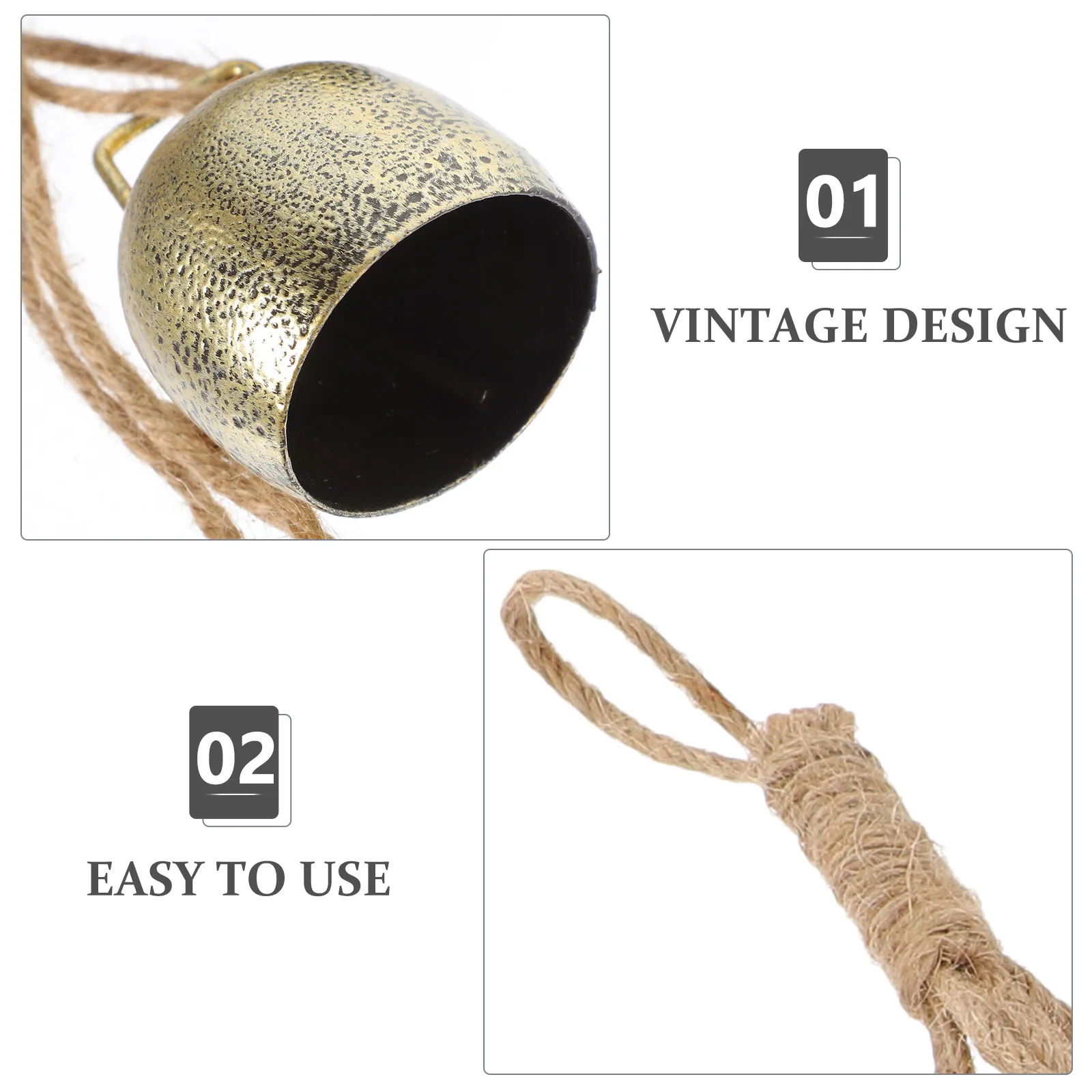 

Metal Cowbell Pendant Vintage Decor Rustic Bells Hanging with Cowbells Hemp Decorative