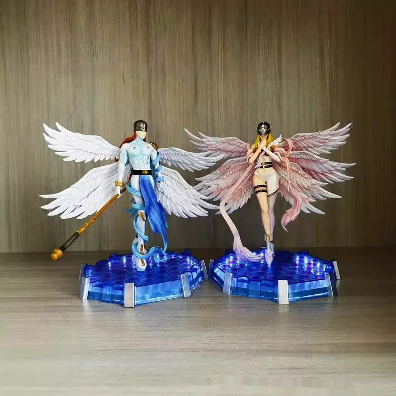 デジタルモンスターアニメ製品-gk-アンジェウーモンエンジェルモンアクションフィギュアモデルデスクトップ装飾子供のおもちゃギフト照明ベース