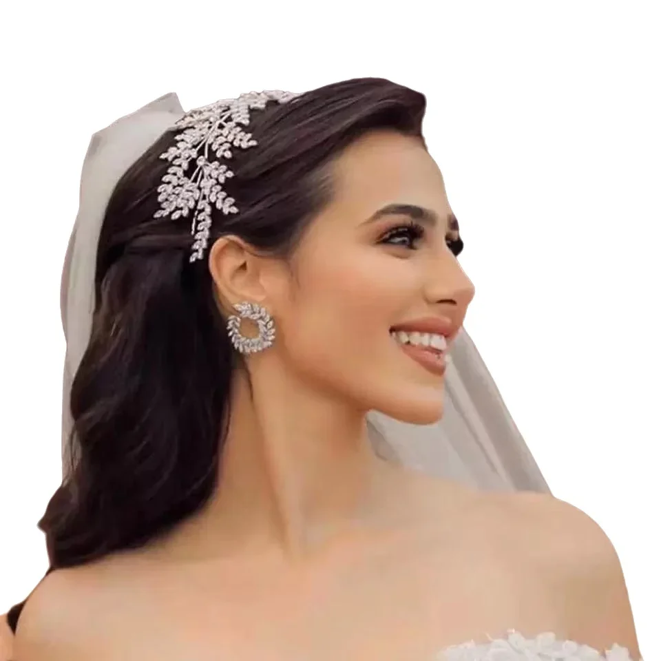 

Luxury Bridal Tiara Headband For Wedding Hair Jewelry Headdress Zirconia Crowns Tiaras For Women Prom Bride Hairband Headpieces