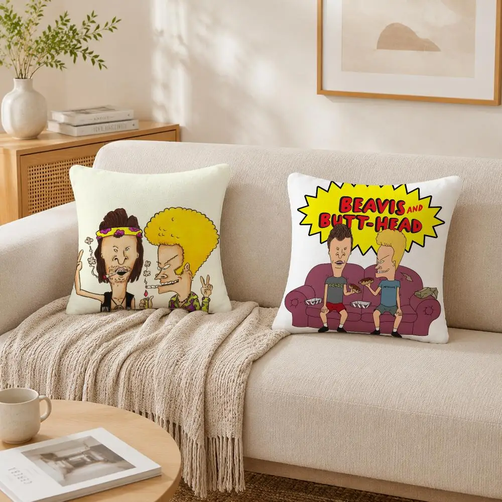 Hot Cartoon B-Beavis And Butt-Head Cushion Cover Plush Decorative Pillow Case With Hidden Zipper Fashion Room Decor For Home