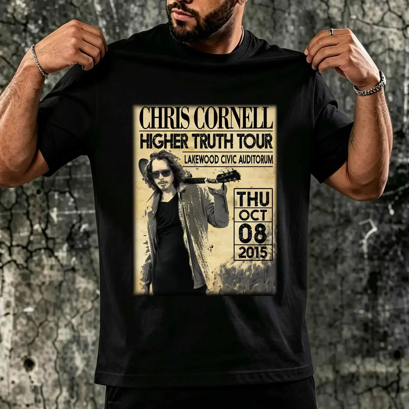 washed T Shirt Inspired Chris Cornell Higher Truth Black All size vintage Washed Casual fashion Comfortable