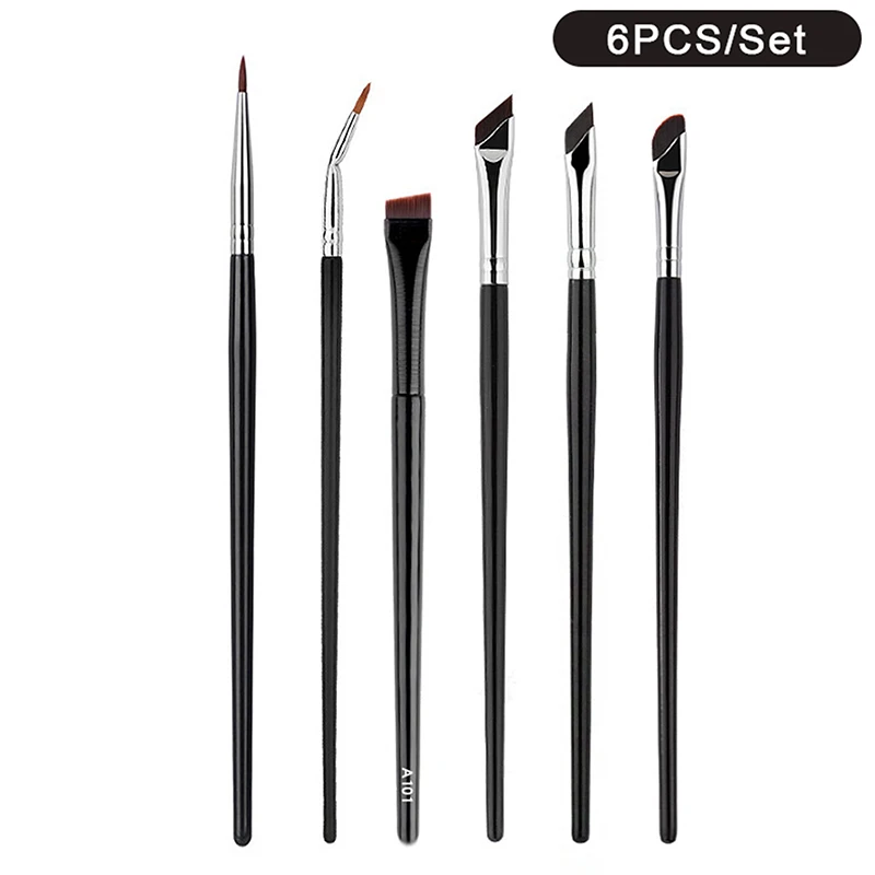 6 pz/set Eyeliner di precisione correttore smussato pennelli per trucco palpebra affusolata pennello per trucco matita piatta sopracciglio liquido