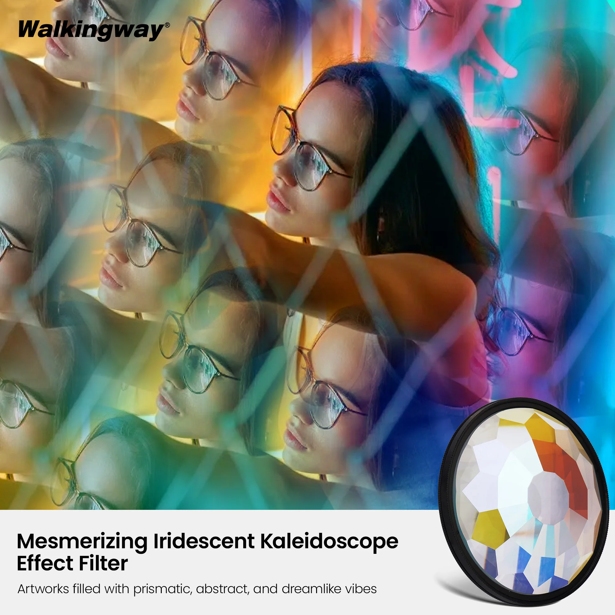 Walking Way Filter Chromatic Multi-Coated Kaleidoscope Filter Iridescent Glass Filter for Rainbow Refraction Fractal Patterns