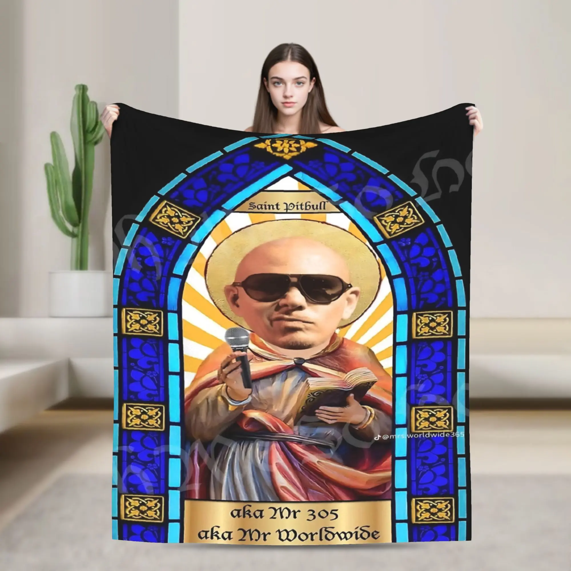 Cozy Pitbull On Tour Mr Worldwide  Blanket Stuff Sofa Decorative  Throw Blankets Lightweight Fleece for Bedroom