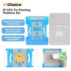 RELIFE RL-601MA 10 in 1 CPU Reballing Stencil Kit for IP6~15 ProMax A8-A17 High Precision Positioning Tin Planting Platform Set