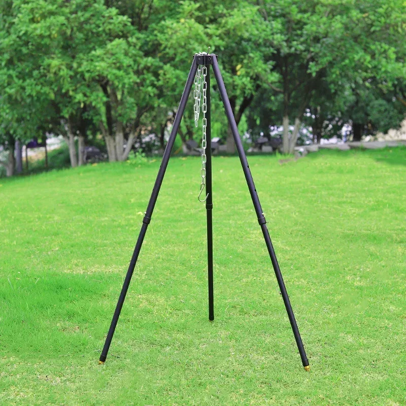 Outdoor Large Bonfire Tripod Portable Camping Picnic Campfire Cooking Pot Hanging Chain Triangle Support Stand Rack