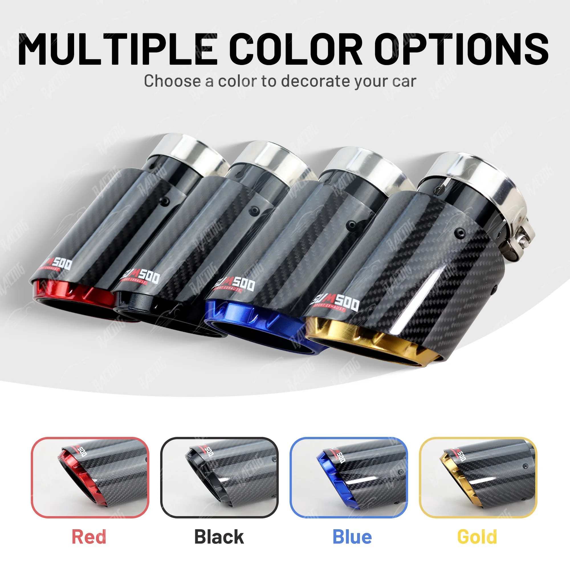 SUMSOO carbon exhaust tips Multi-color muffler Tail pipe for decorate universal Muffler Pipes