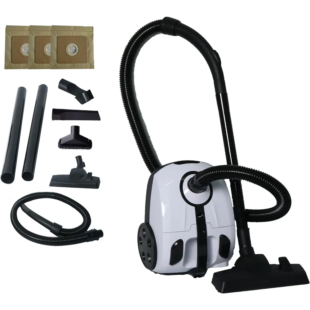 

Bagged Canister Vacuum Cleaner for Carpets Rugs Hard Floors Upholstery Powerful 1000W Motor 2L Dust Capacity with 6 Cleaning