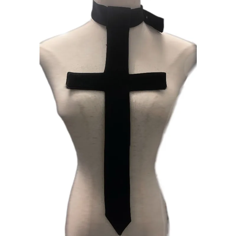 2026 New Gothic Punk Y2K Women Cross Leather Tie Choker Necklace, Dark Style Harajuku Neck Collar Accessory for Cosplay