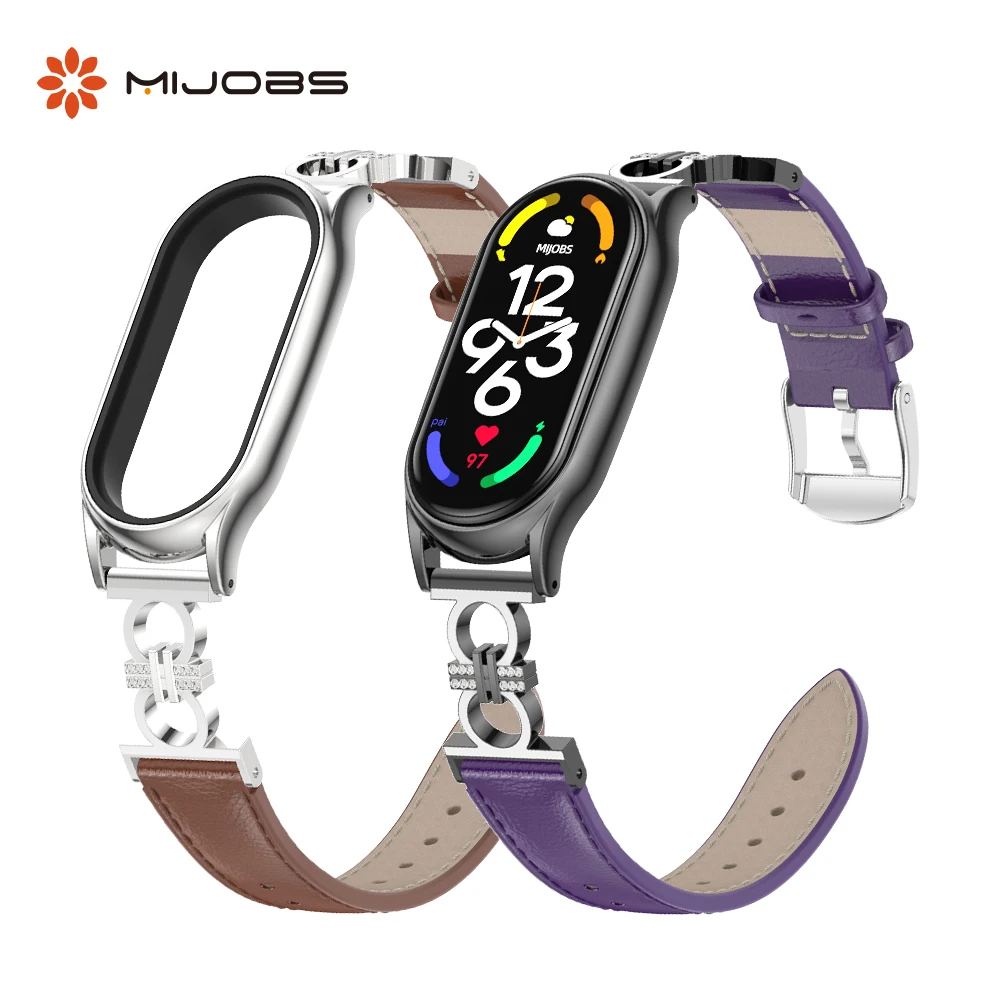 Wristband for Mi Band 7 6 5 strap for Mi Band 7 Bracelet Leather Watchband for Xiaomi Smart Band 5 6 Smartband Accosseries