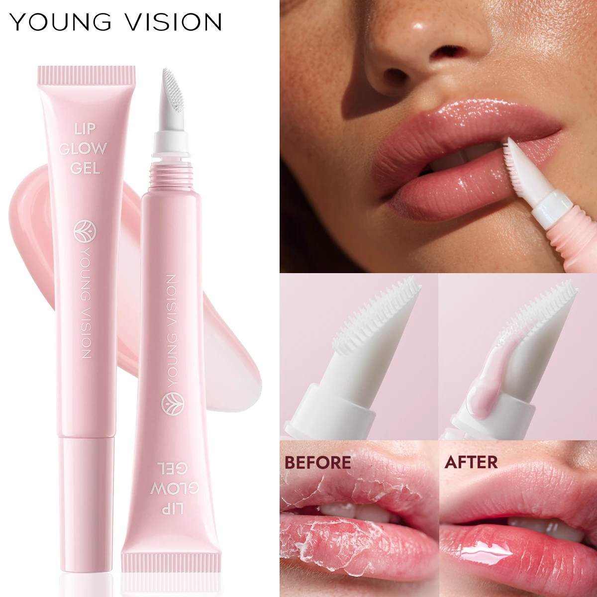 YOUNG VISION  LIP GLOW GEL Pink Moisturizing Lip Mask Moisturizing Lip Mask Anti-Chapping Glossy Long-Lasting