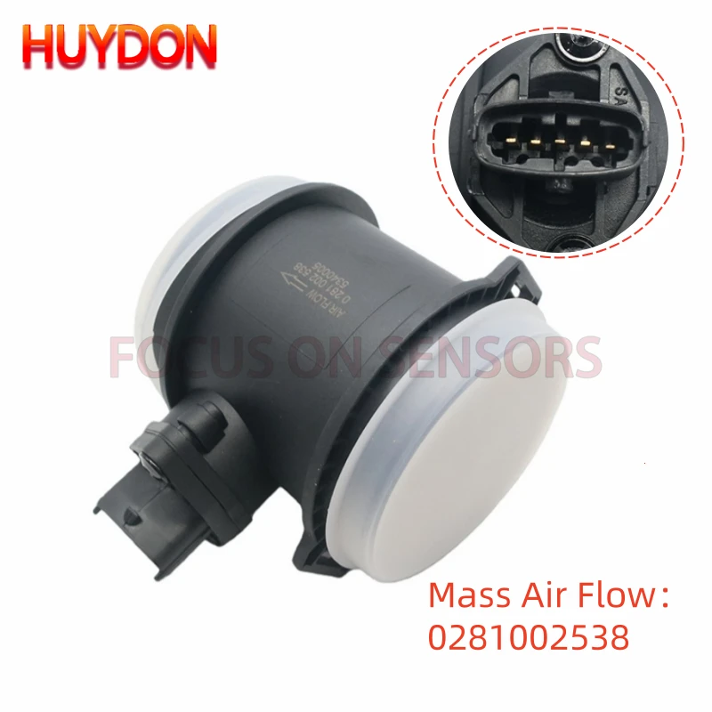 

0281002538 Датчик массового расхода воздуха MAF для Saab 9-5 2.2 Tid 3.0 Tid 2001 2002 2003 2004 2005 2006 2007 2008 2009