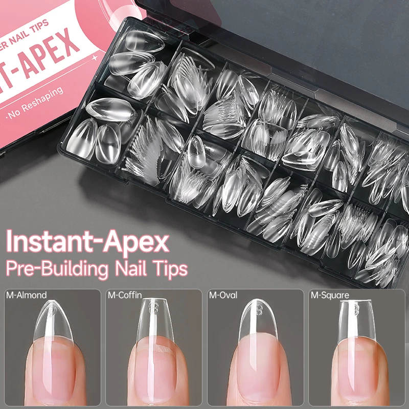 UR SUGAR 320 piezas/caja Puntas de Uñas Postizas Instant-Apex de Cobertura Completa, Diseño de Uñas Instantáneas Resistentes, Extensión de Uñas Postizas