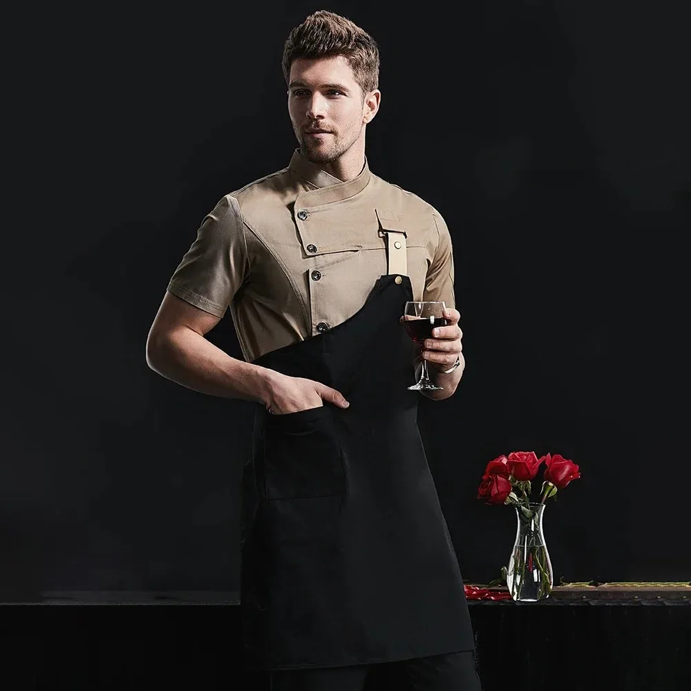 Kitchen Jacket Catering Uniform Short Sleeve Chef Clothes Hotel Waitress Restaurant Workwear Bakery Sushi Chef Coat Cooker Shirt