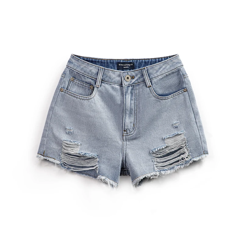 Женские рваные джинсовые шорты Maden, летние пляжные штаны для отпуска, неэластичные повседневные джинсовые шорты, женские высокие уличные шорты