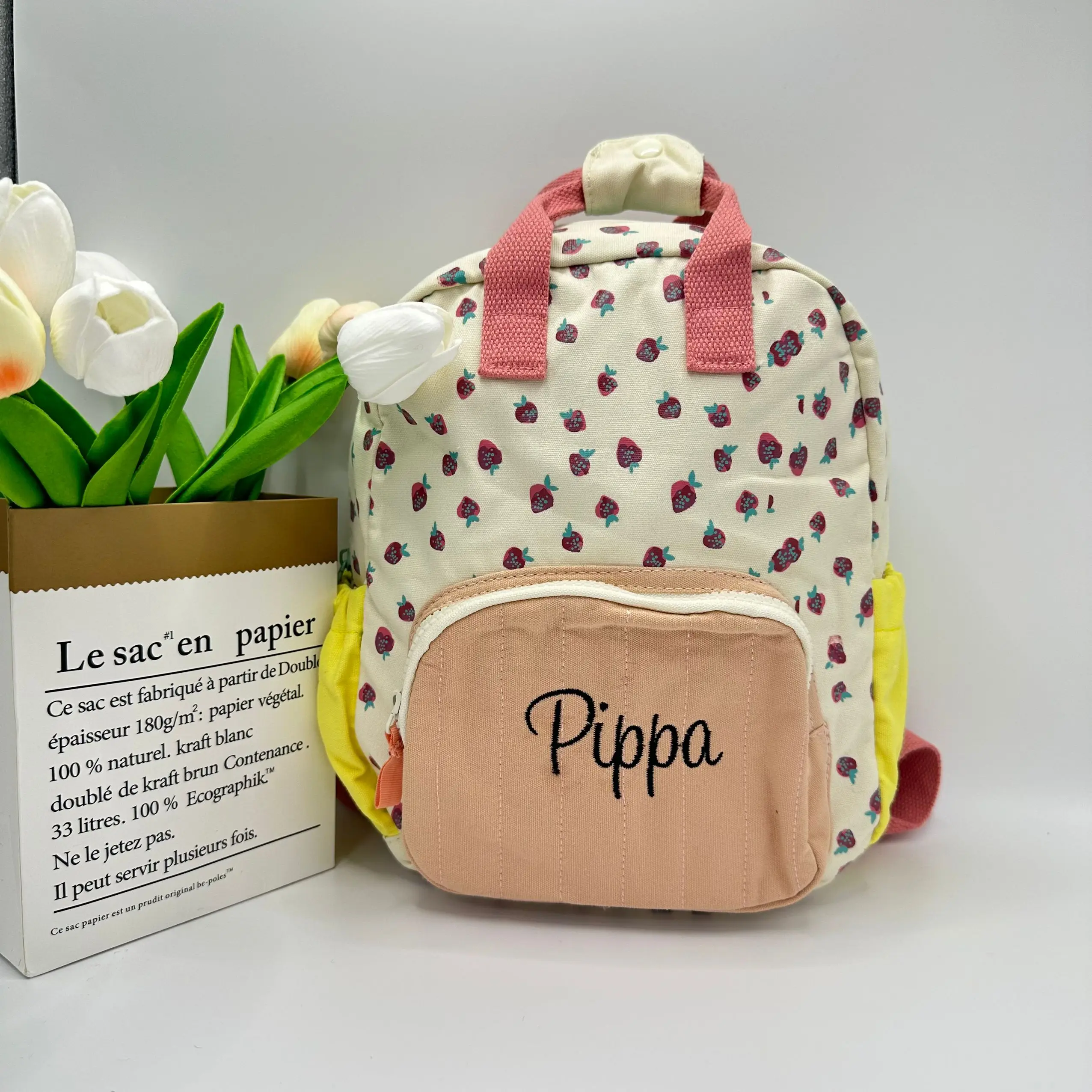 Mochila escolar con nombre bordado personalizado para niñas, bolso de mano para el almuerzo, monedero para adolescentes, niños y niñas