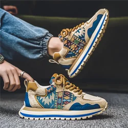 Chinese Style Embroidered Sports Shoes for Men, 2024 Autumn New Comfortable Fabric Versatile Internet Famous Casual Shoes