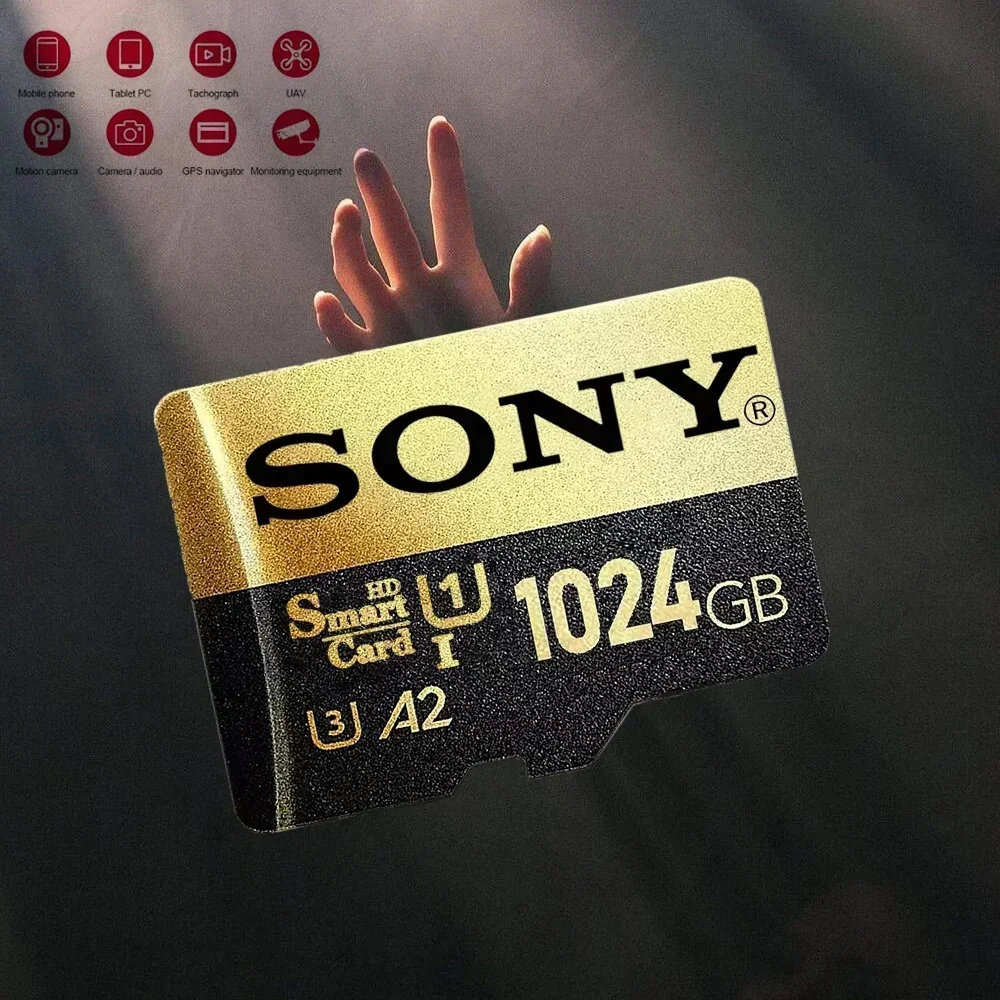 SONY 1TB Micro SD การ์ดหน่วยความจำ tf/sd การ์ด128GB 256GB 512GB Class10การ์ดความจำขนาดเล็กสำหรับกล้อง/โทรศัพท์2024ใหม่