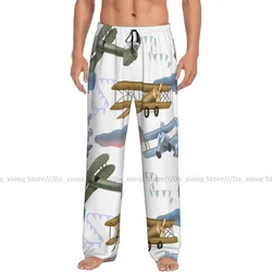Men Sleep Bottoms Male Lounge Trousers Men's Retro Airplanes In The Sky Pajama Pants