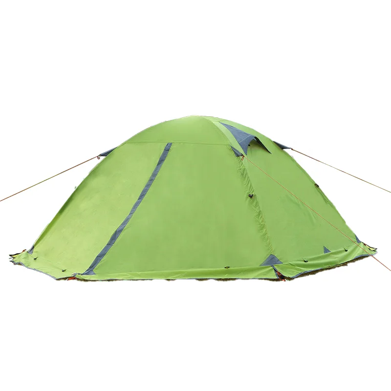 Tenda da campeggio per 2 persone in alluminio per esterni di fabbrica verde leggero per tenda da campeggio per escursioni a doppio strato traspirante antivento antipioggia