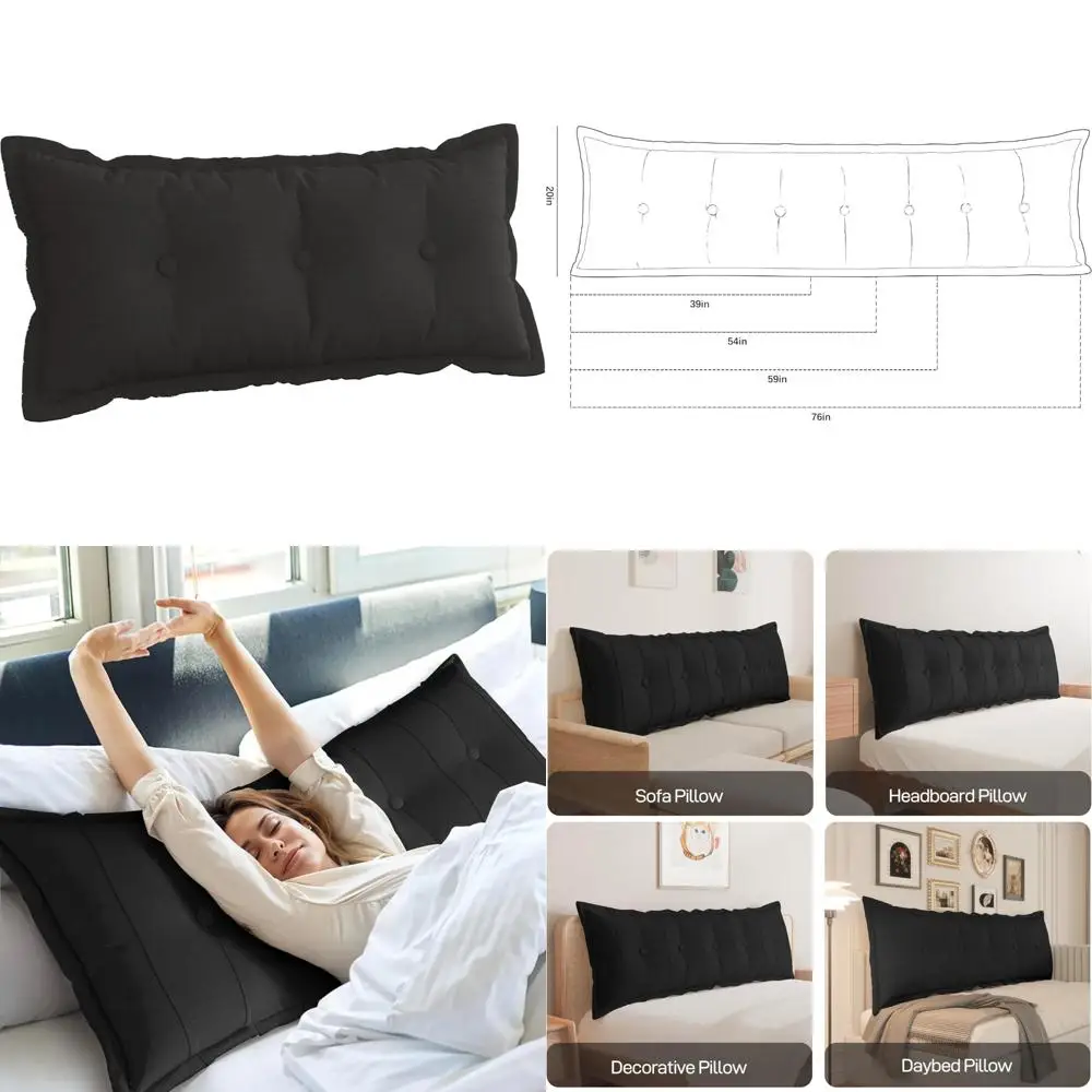 

Rectangular Bolster Pillow for Twin Bed - Back Support Pillow for Sitting and Resting, Daybed Pillows with Comfortable Backrest