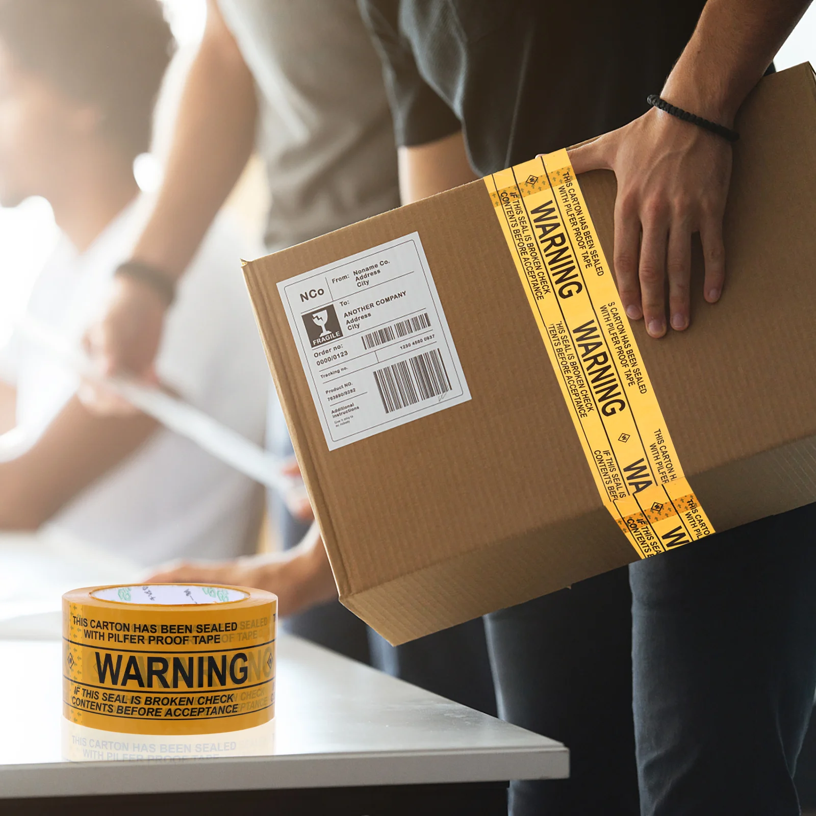 1 Roll Package Sealing Tape Warning Slogan Design Strong Adhesive for Goods Packaging Creative Gift Decoration Shipping Tape